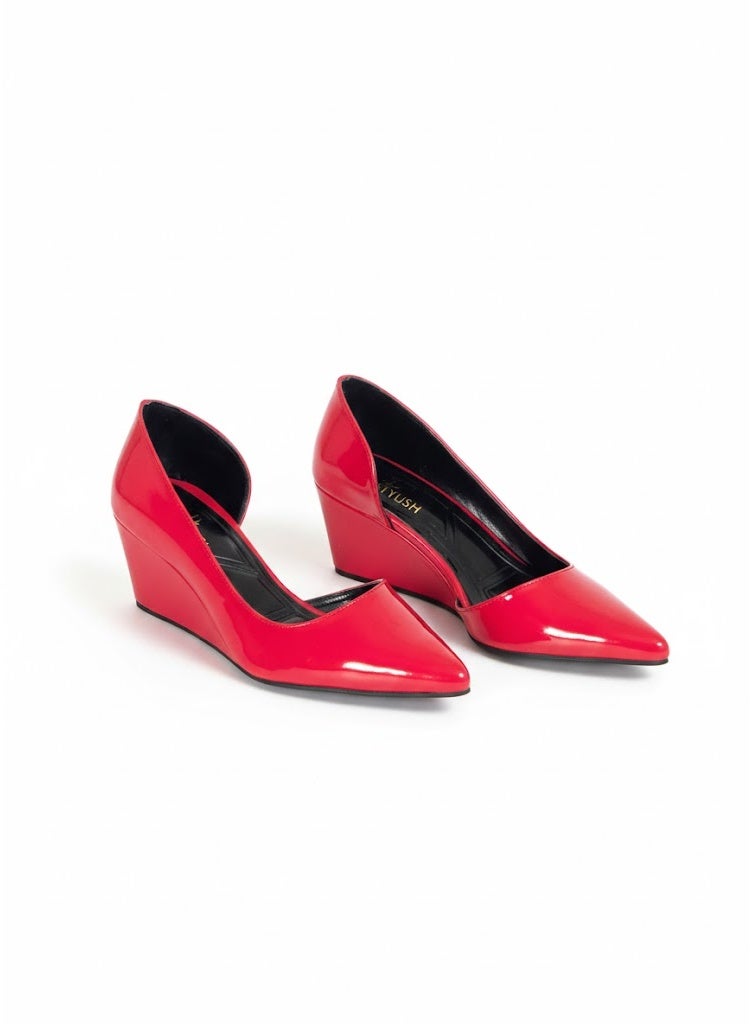 لايف ستيلاش  أحذية ويدج  جلد لامع W-320 - احمر - Image 2